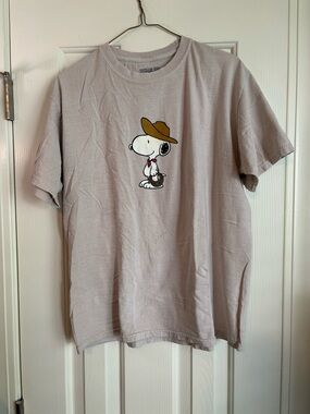 Peanuts Beige Cowboy Snoopy Graphic Tee